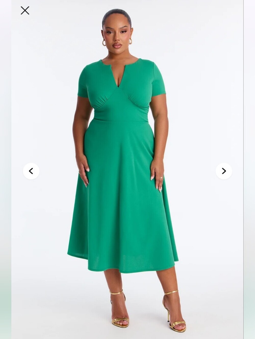 Fashion Nova Charolette Short Sleeve Midi Dress 1X Kelly Green (EUC)